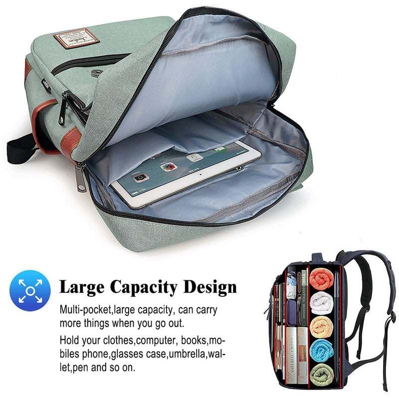 Junlion Vintage Laptop Backpack Gift for Women Men, School College Slim Backpack Fits 15.6 inch Macbook Green - Image 2